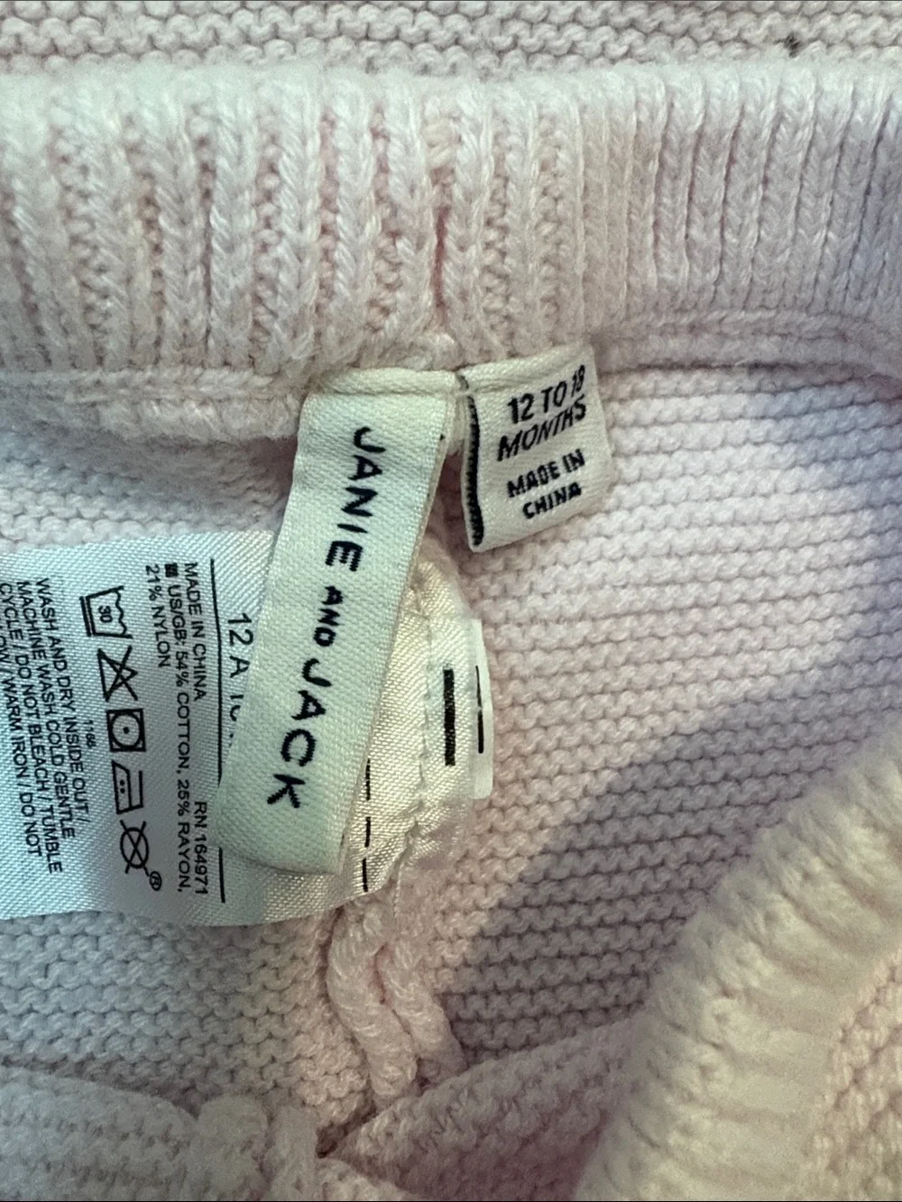 12-18 M Janie and Jack Light Pink Knit Set